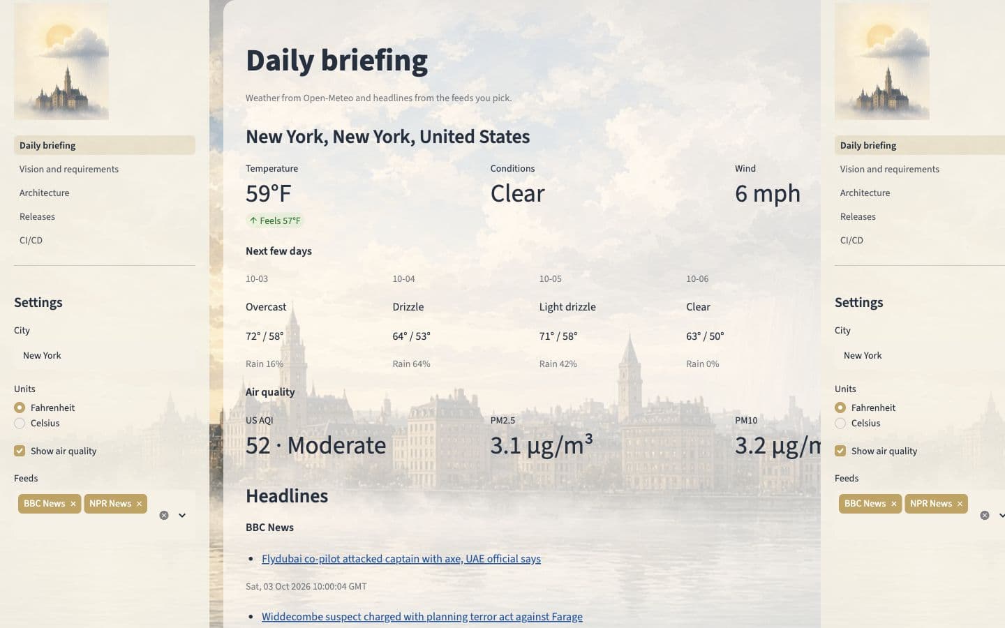 Snapshot of Daily Briefing
