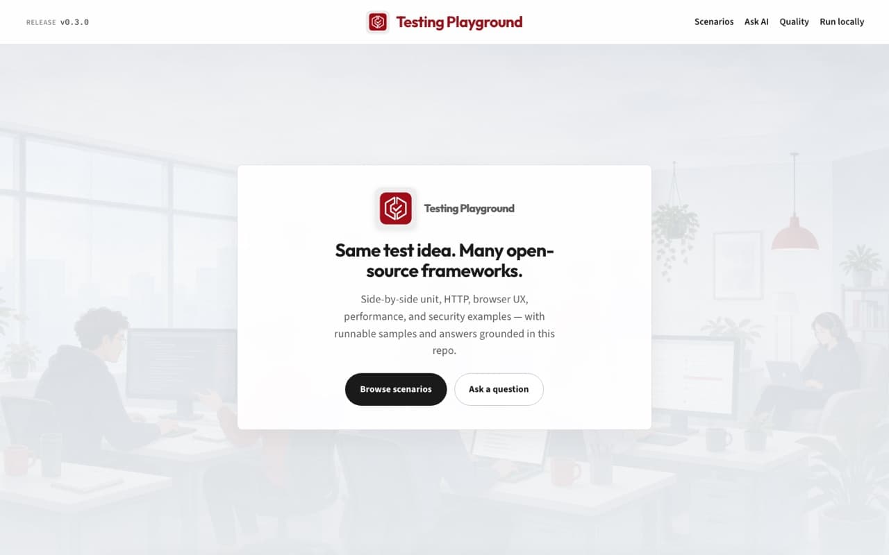 Snapshot of Testing Playground